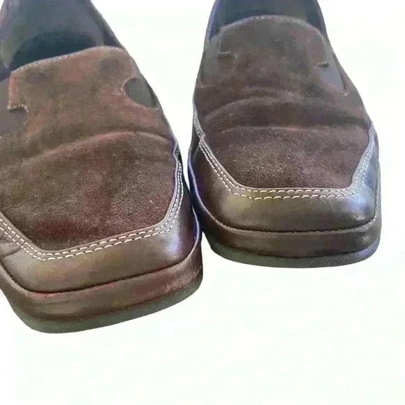 Rangoni Firenze Women's Shoes 6.6 B Brown Leather and SuedecSlip On Block Heel - Picture 10 of 10